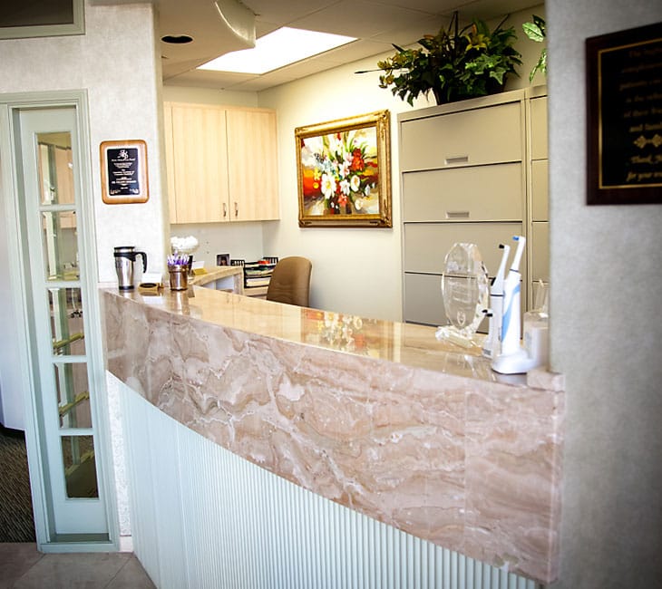 San Marcos dental office reception desk