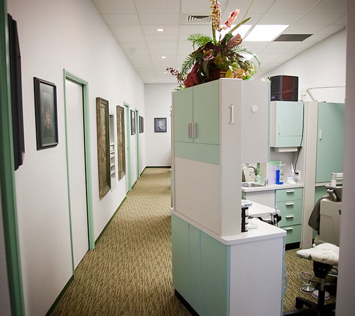 Hallway to dental treatment rooms