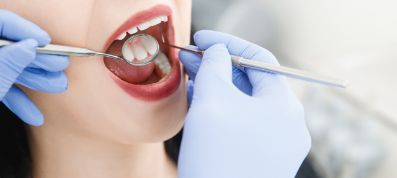 Female patient at a first dental visit